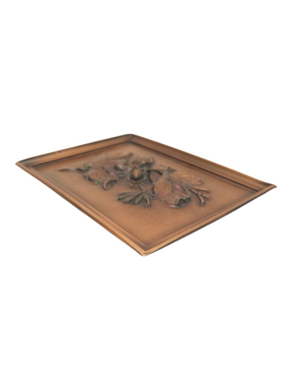 Albert Gilles Leaf Acorn Copper Wall Plaque Embossed Repousse Vintage Hanging - Picture 8 of 13